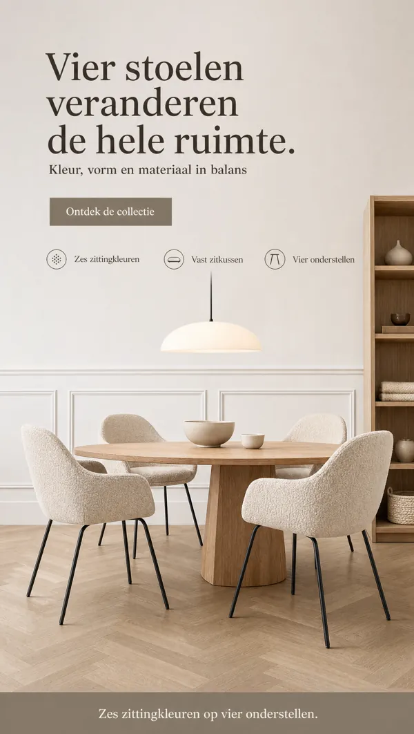 Advertentie: Vier stoelen veranderen de hele ruimte.