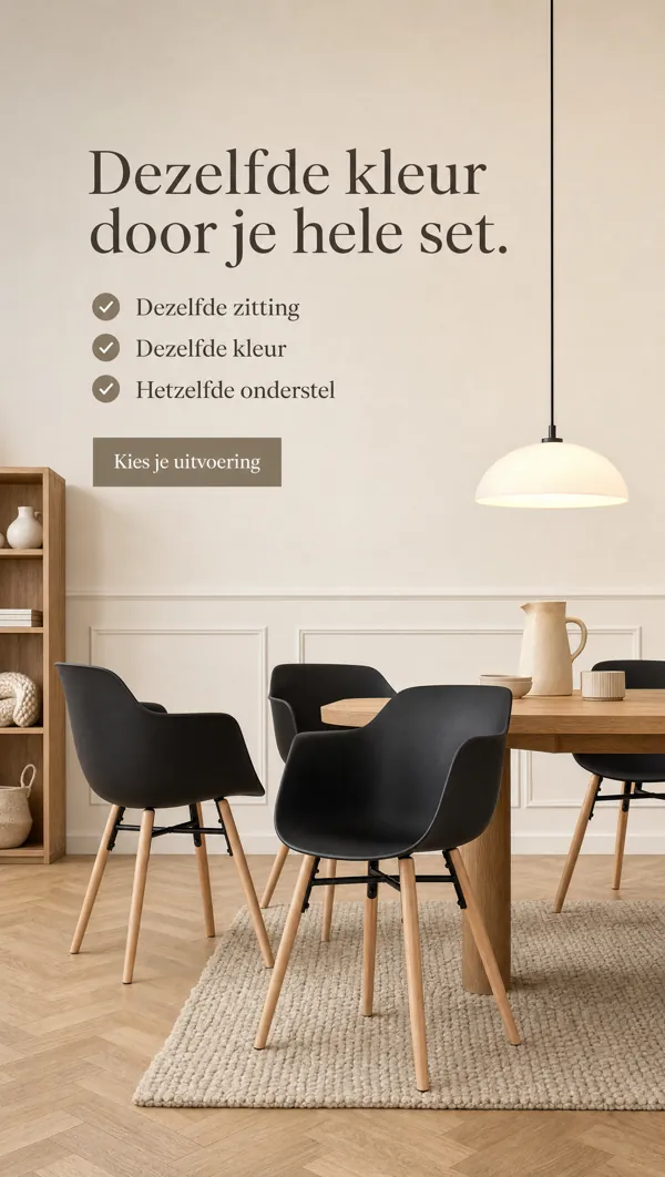 Advertentie: Dezelfde kleur door je hele set.